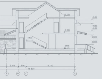 Дом из клееного бруса в разрезе - схема